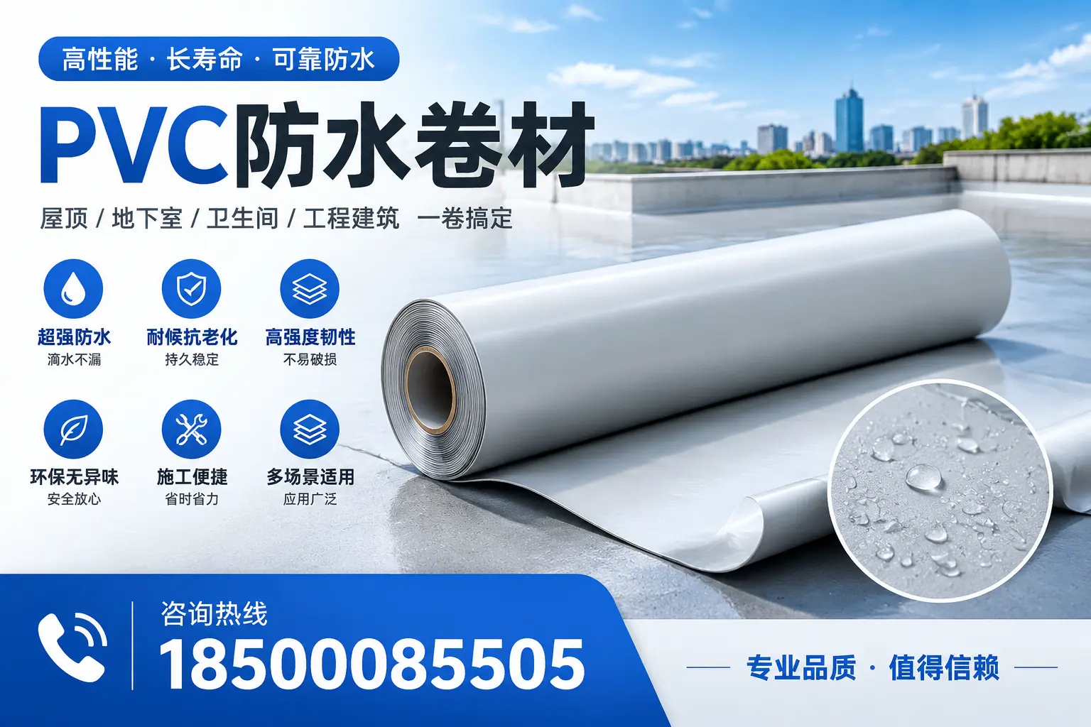 PVC防水卷材的防水效果评测,适合郑州的科学依据
